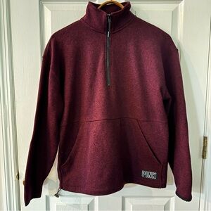 PINK Victoria’s Secret Maroon Quarter-Zip Pullover – Size XS
